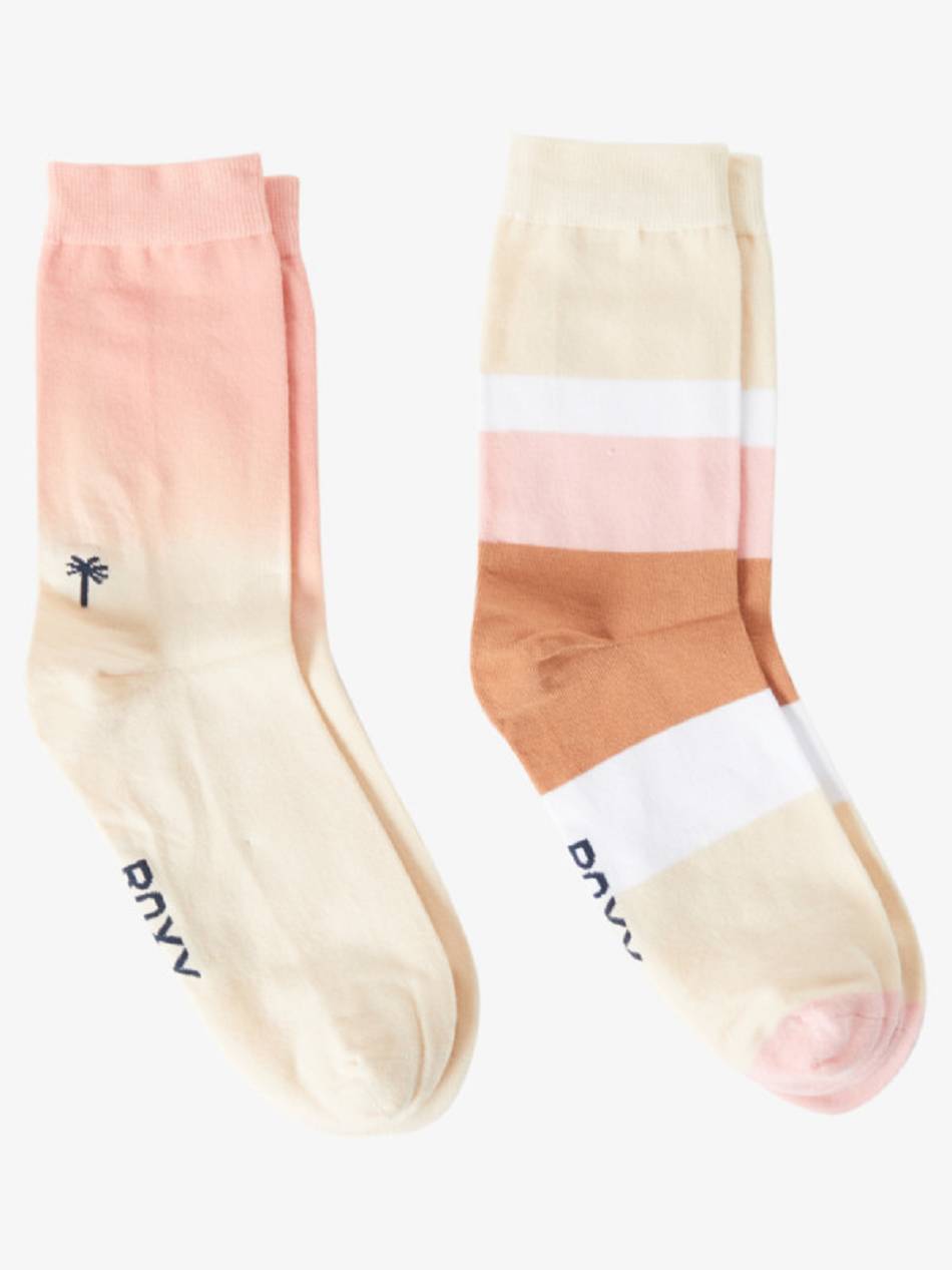 Roxy 2-Pack Crew Women\'s Socks pink | SG_LW1318