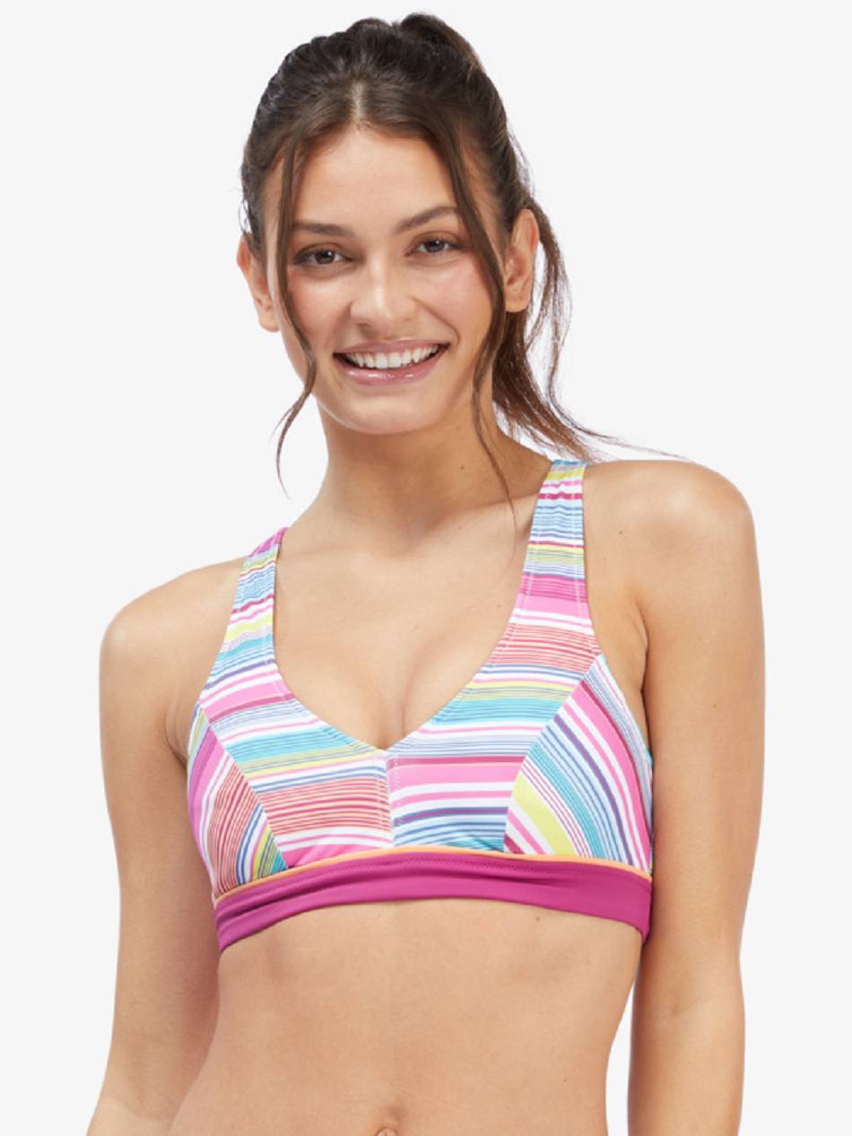 Roxy Active Halter Women\'s Bikinis Multicolor Stripes | SG_LW3645