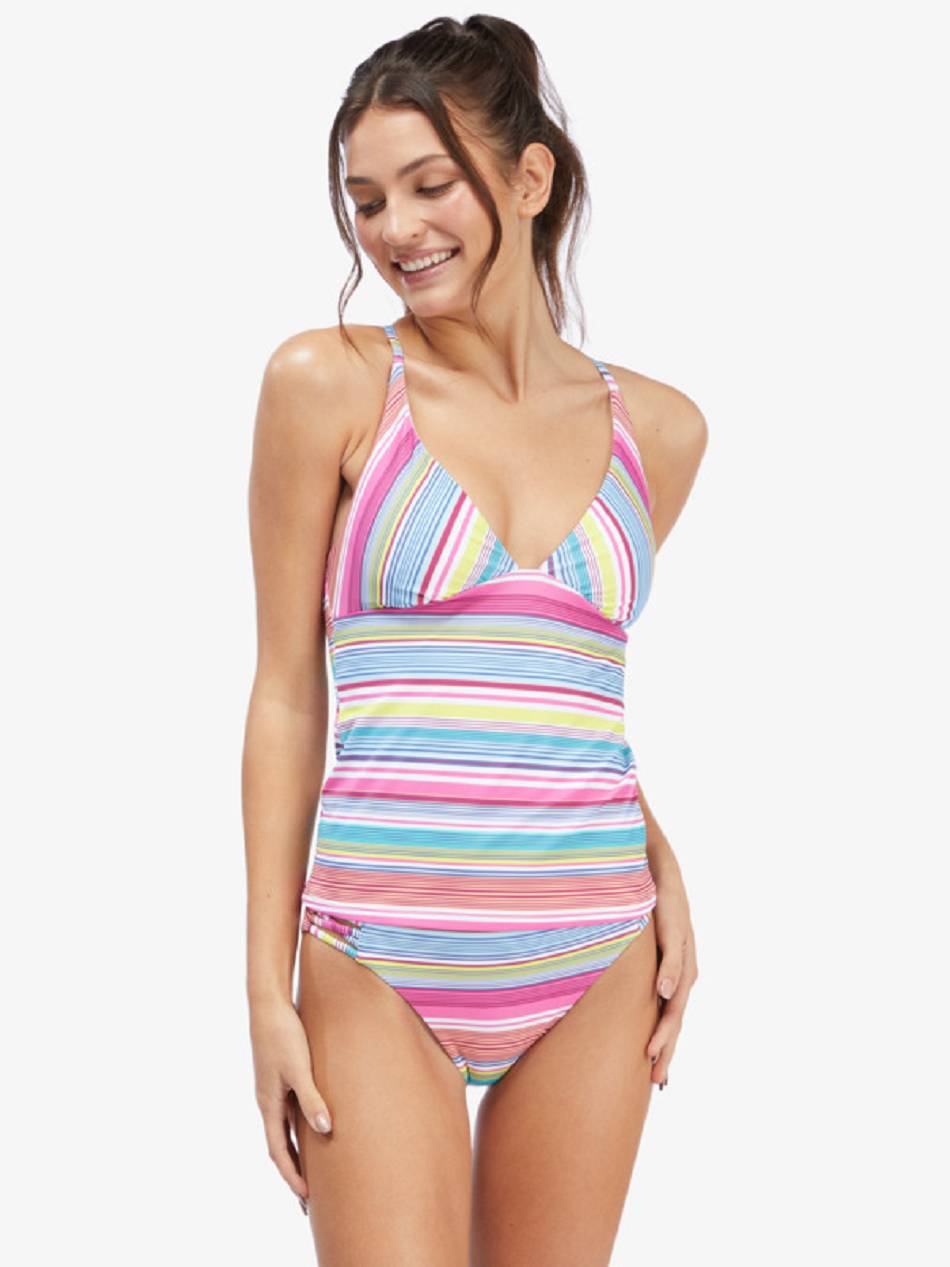 Roxy Active Tankini Women\'s Bikinis Multicolor Stripes | SG_LW1286