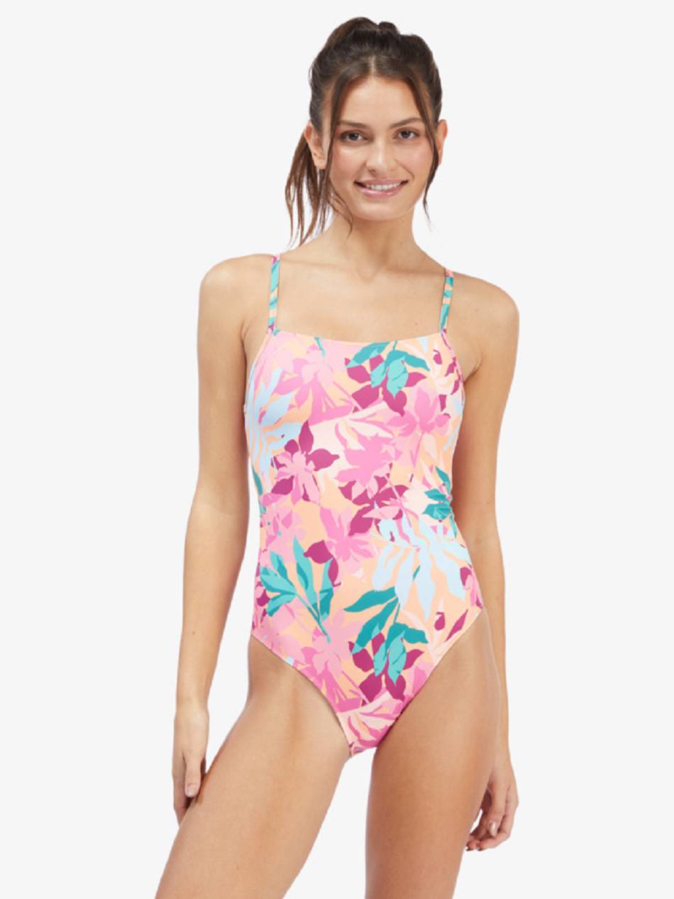 Roxy Active Women\'s One Pieces pink flower | SG_LW3532