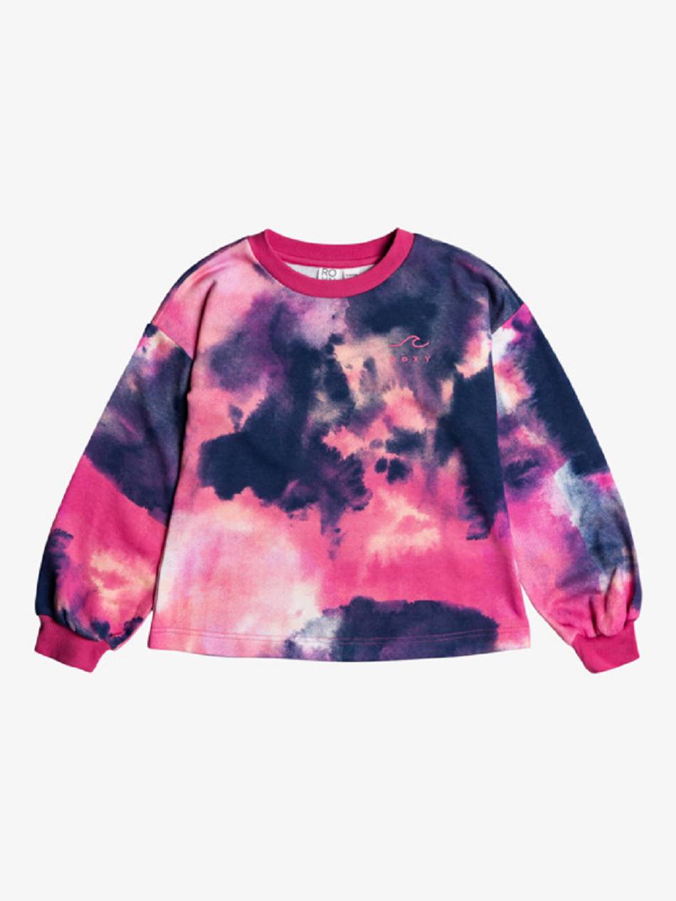 Roxy After The Disco Tie-Dye Kids\' Sweatshirts pink | SG_LW8289