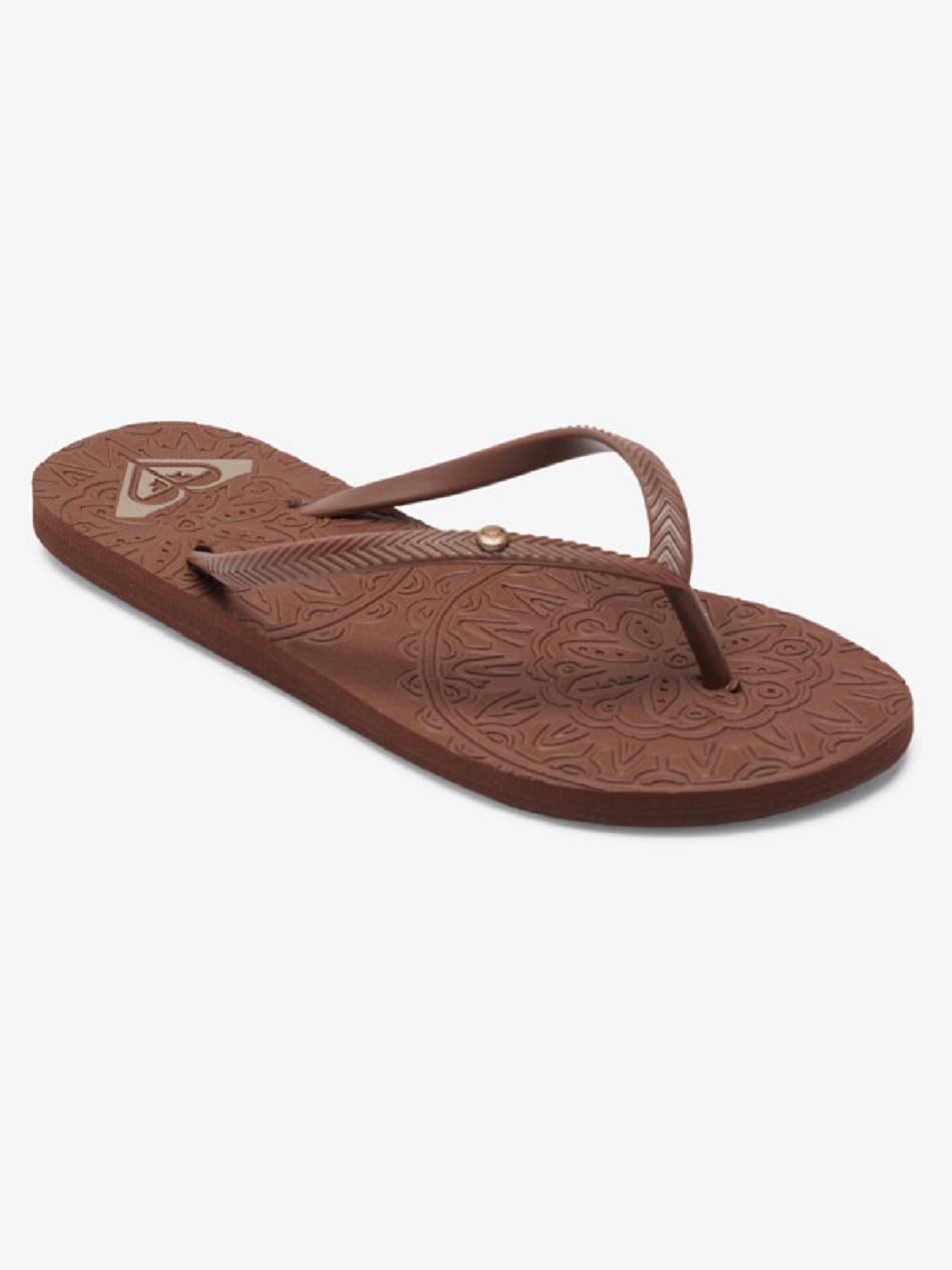 Roxy Antilles Women\'s Flip Flops Chocolate | SG_LW9939