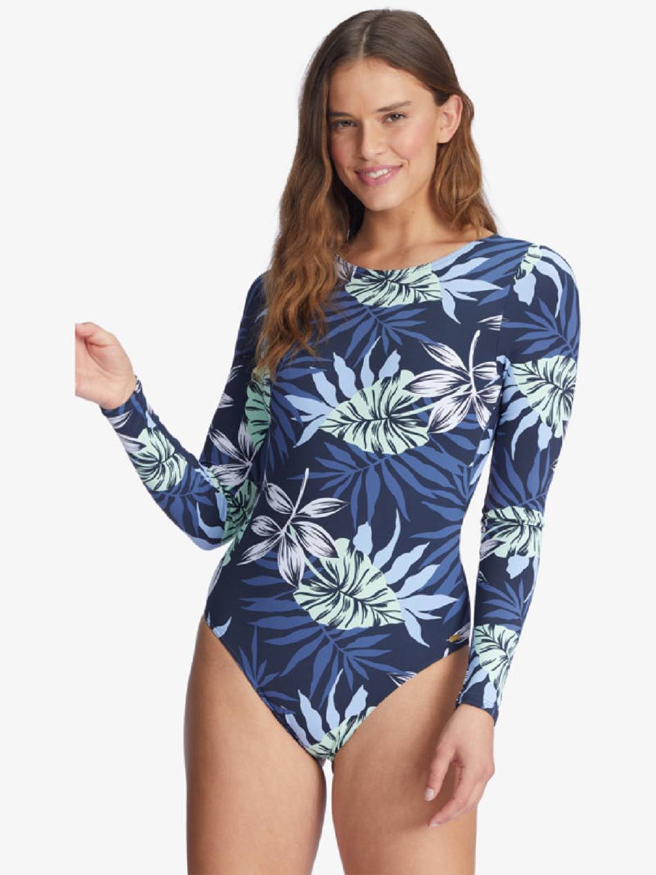 Roxy Baby Long Sleeve Women\'s One Pieces Indigo flower | SG_LW1417