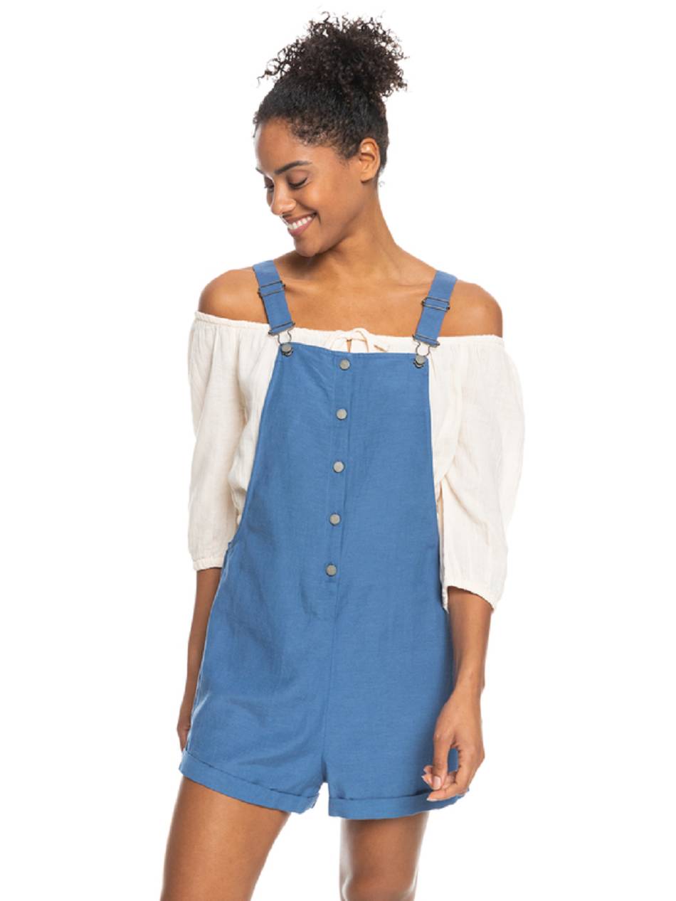 Roxy Back To Goodbye Short Overalls Women\'s Rompers Blue | SG_LW7043