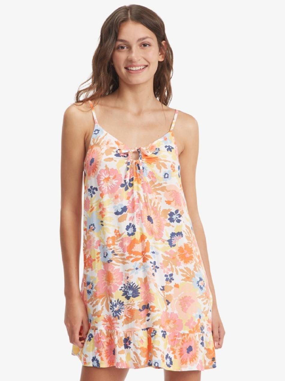 Roxy Be Right Back Strappy Women\'s Dress pink flower | SG_LW3539