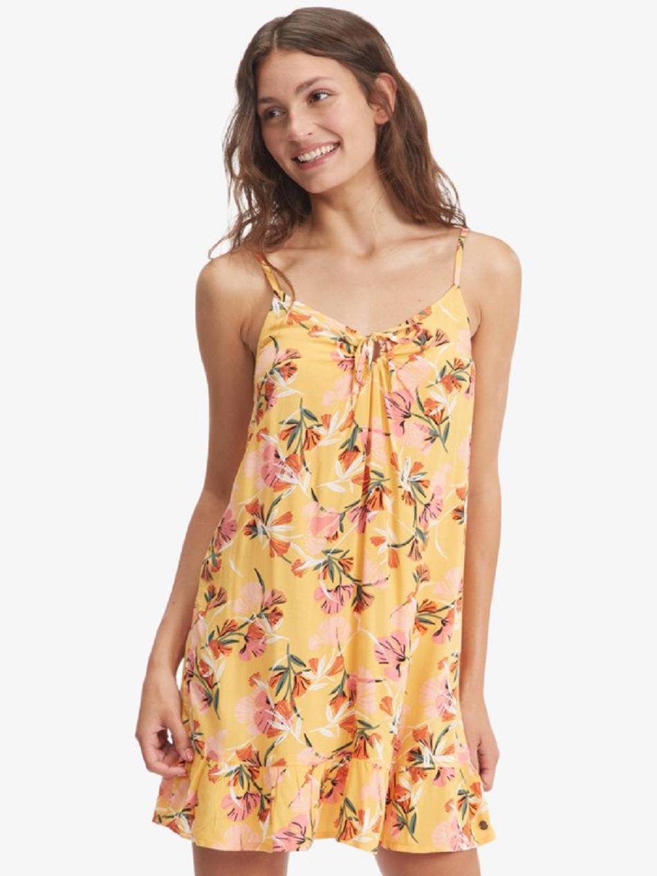 Roxy Be Right Back Strappy Women\'s Dress yellow | SG_LW3706