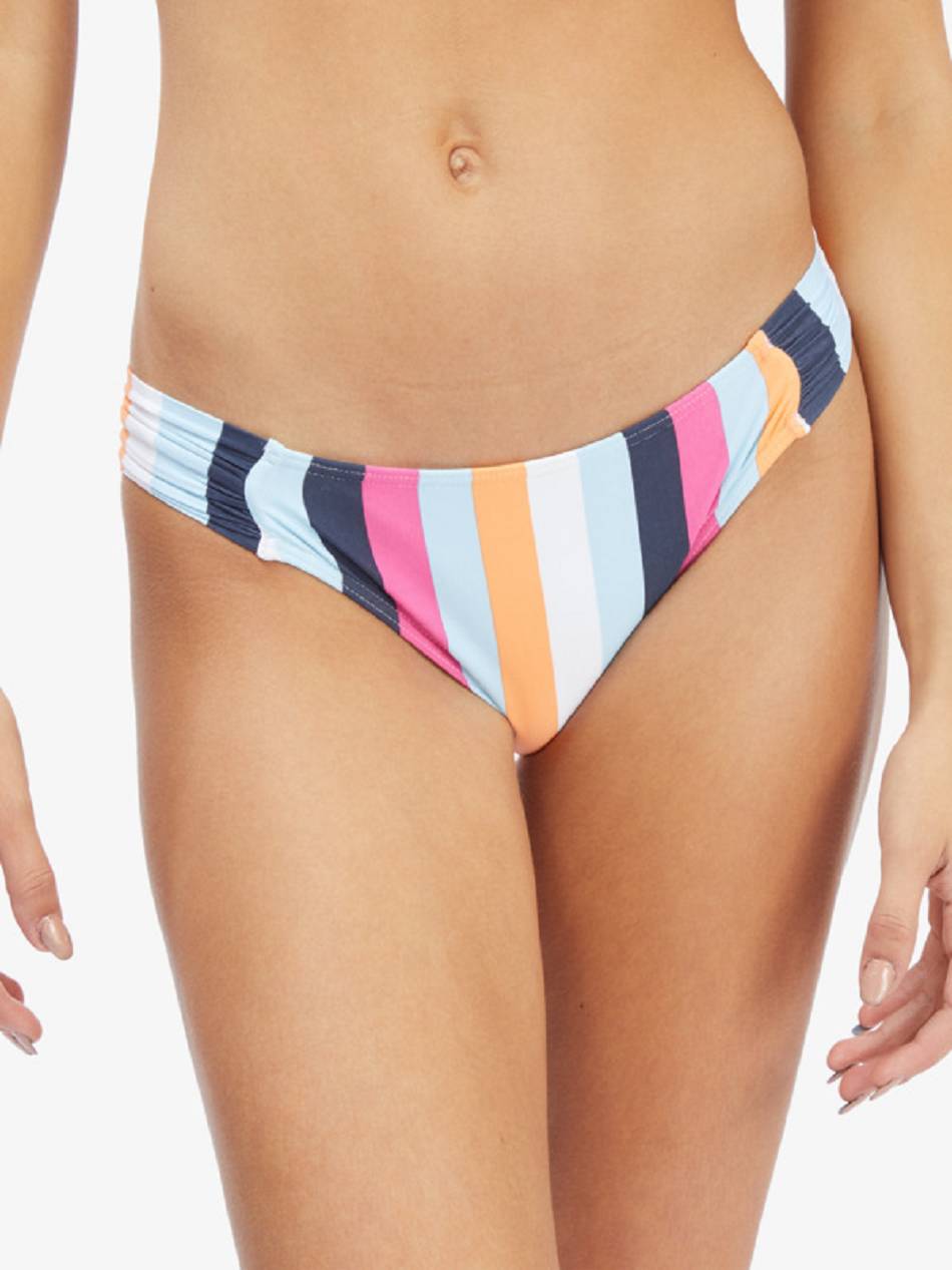 Roxy Beach Classics Moderate Coverage Women\'s Bikini Bottoms Blue Stripes | SG_LW1728