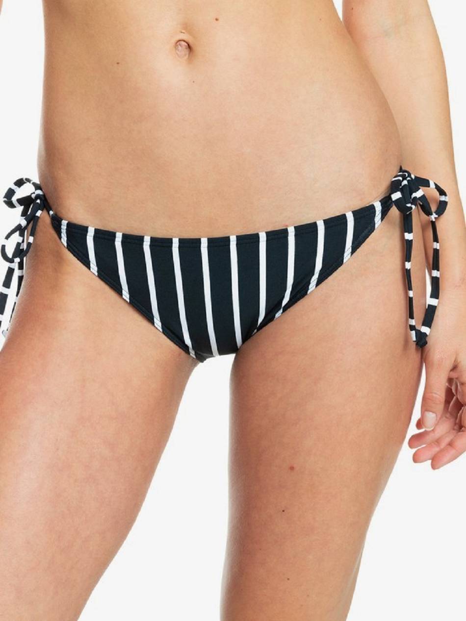 Roxy Beach Classics Tie Side Women\'s Bikini Bottoms Dark Grey Stripes | SG_LW3455