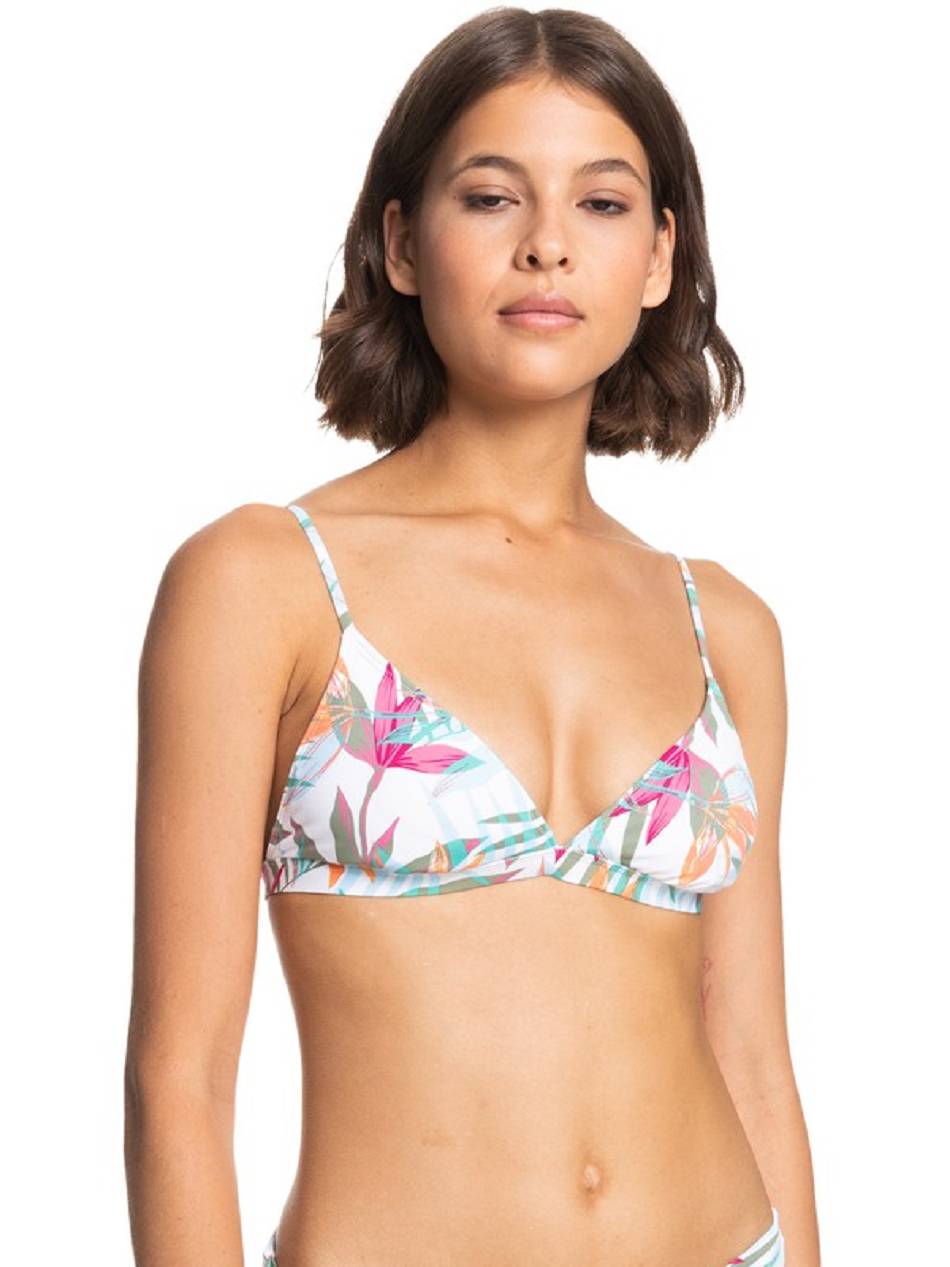 Roxy Beach Classics Triangle Women\'s Bikini Tops white flower | SG_LW9336