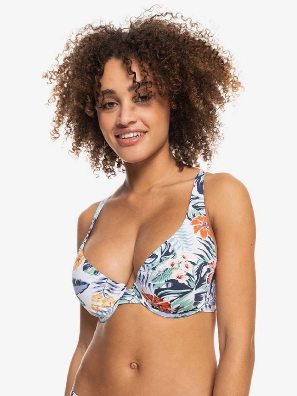 Roxy Beach Classics Underwire Women\'s Bikini Tops white flower | SG_LW2196