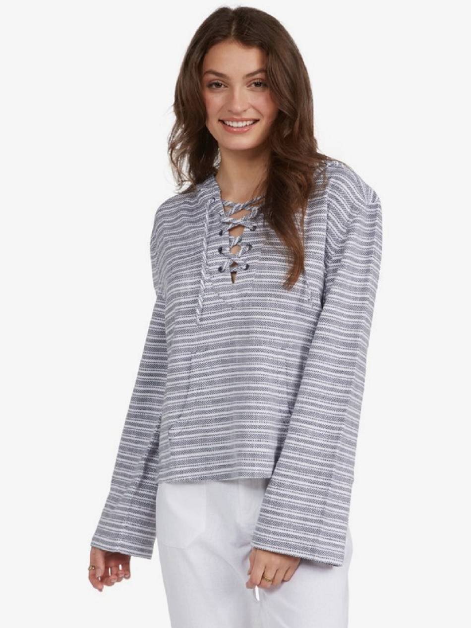 Roxy Cabo Trip Women\'s Fleece Indigo Stripes | SG_LW1790