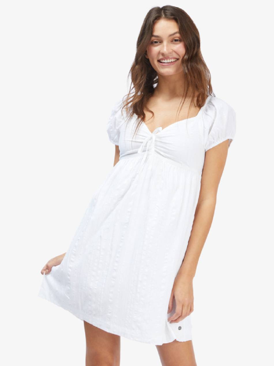 Roxy Clearwater Cove Short Sleeve Women\'s Dress White | SG_LW4100