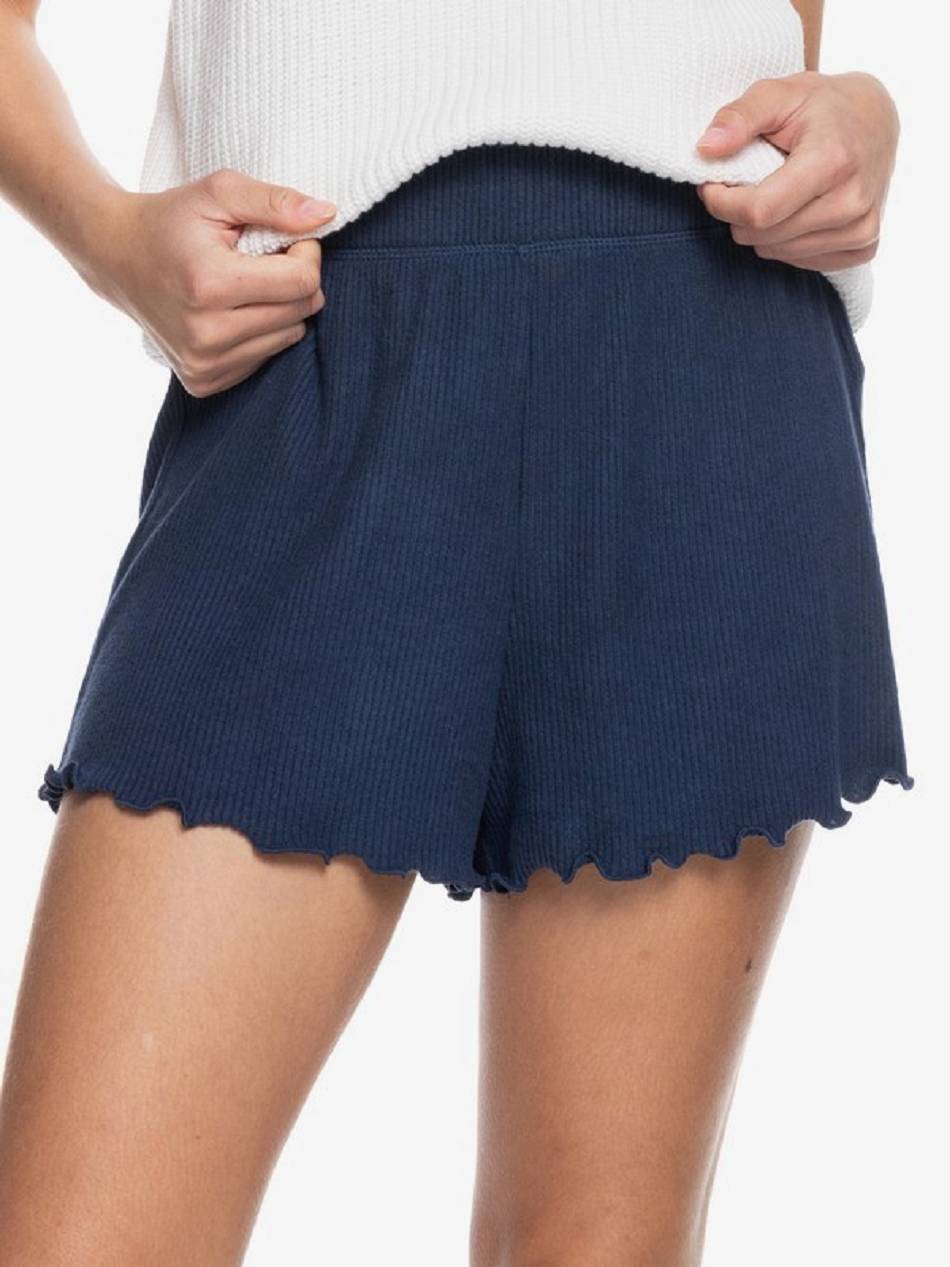 Roxy Cozy Day Rib Knit Lounge Women\'s Shorts Indigo | SG_LW4048