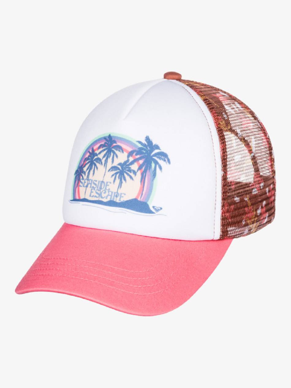 Roxy Donut Spain Trucker Women\'s Hats White pink | SG_LW8178