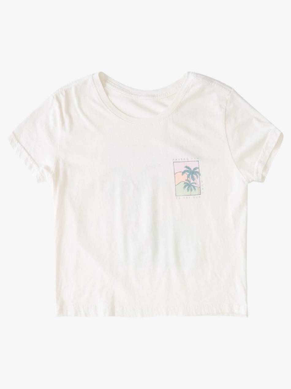 Roxy Early Morning Boyfriend Kids\' T-Shirt White | SG_LW9892