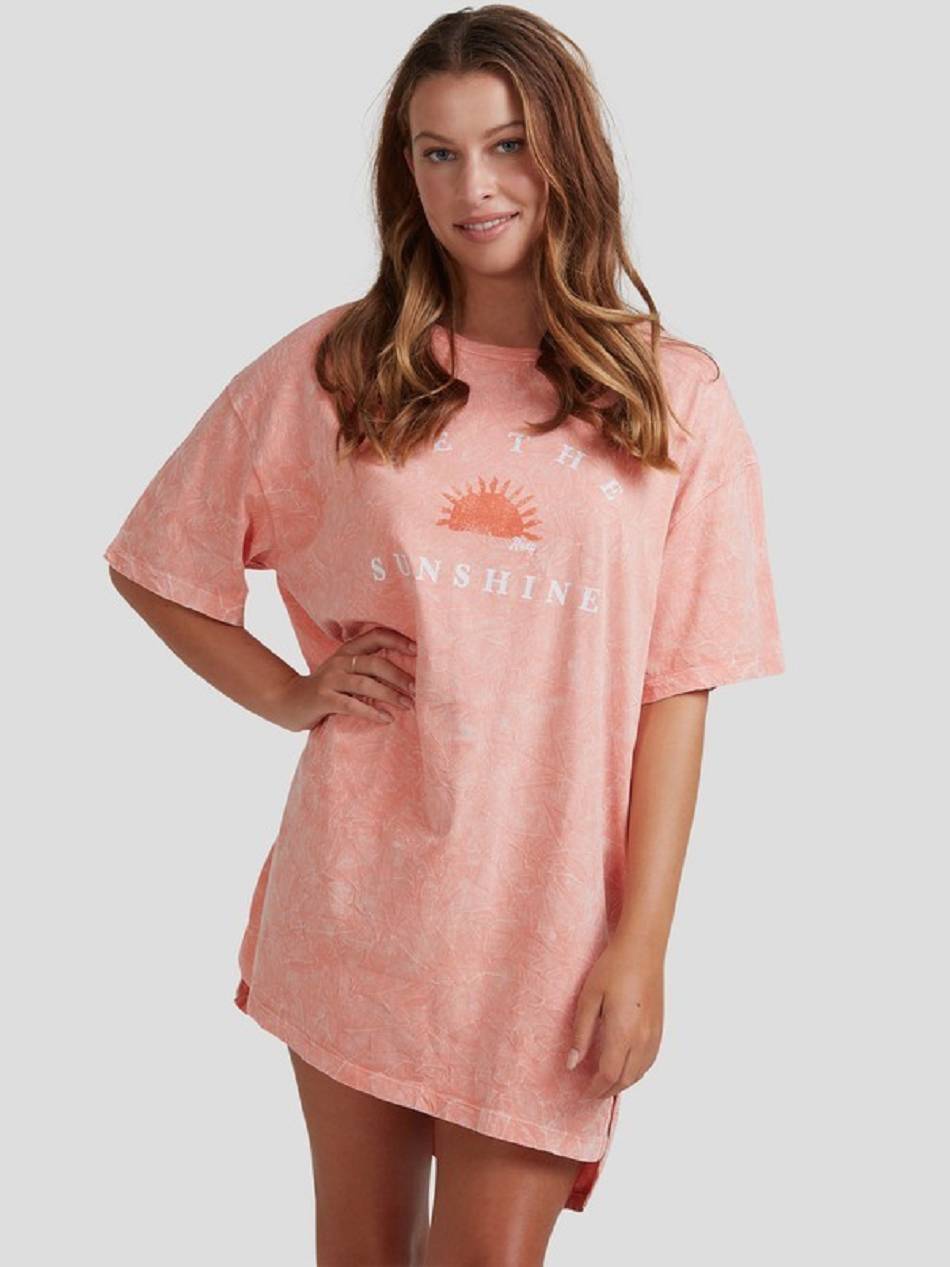 Roxy Embrace The Vibrations T-Shirt Women\'s Dress Coral | SG_LW2065