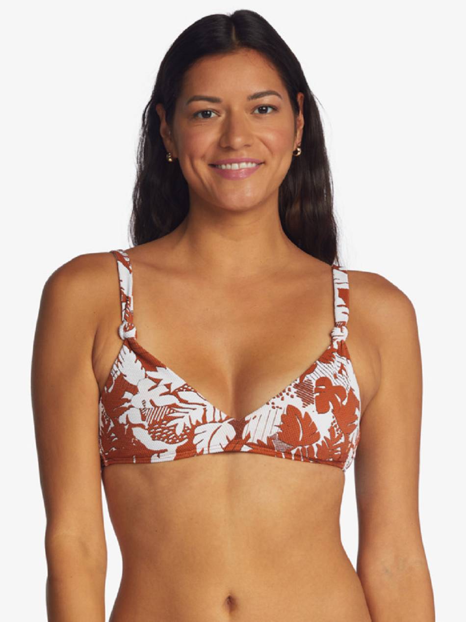 Roxy Endless Swell Triangle Women\'s Bikinis brown flower | SG_LW4605