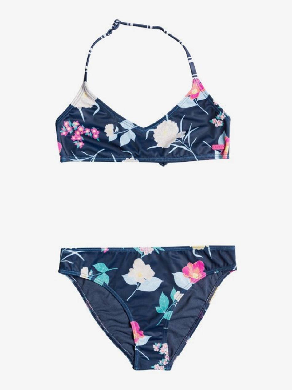 Roxy Flowers Addict Triangle Bralette Kids\' Swim Indigo flower | SG_LW8996