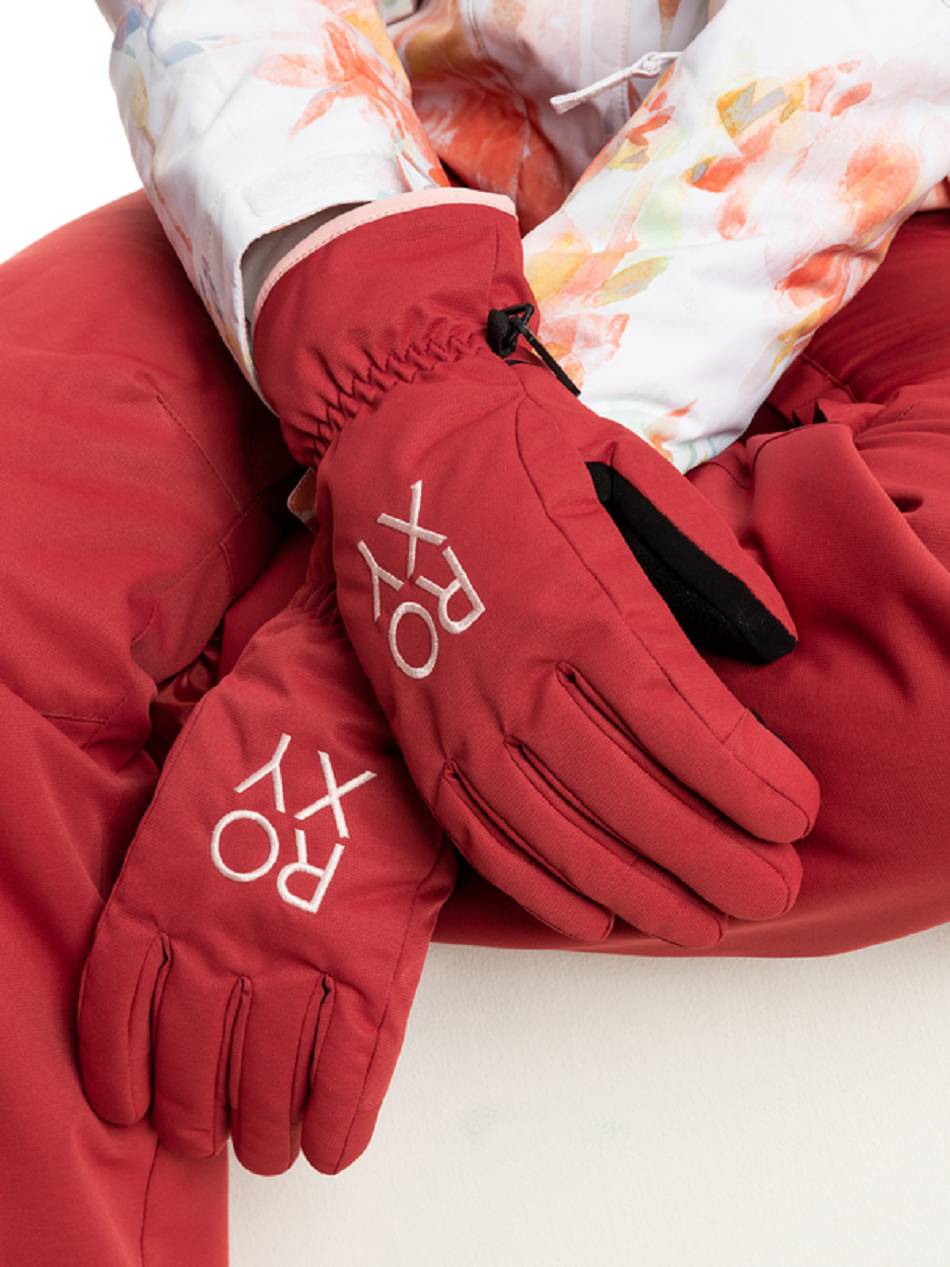 Roxy Fresh Fields Insulated Women\'s Gloves Dark Red | SG_LW8758