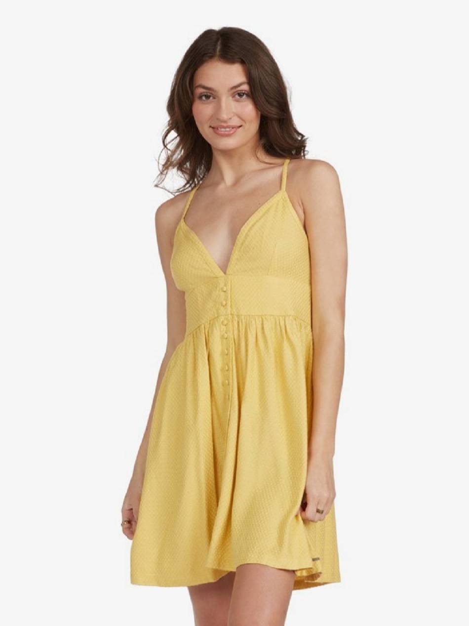 Roxy Golden Lights Strappy Women\'s Dress yellow | SG_LW9595