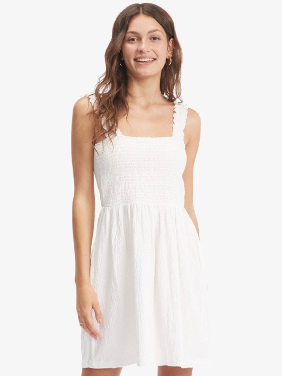 Roxy Hanging 10 Off The Shoulder Mini Women\'s Dress White | SG_LW4081