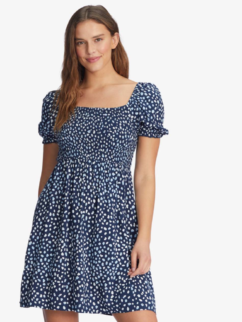 Roxy Hello Petal Mini Women\'s Dress Indigo | SG_LW8001