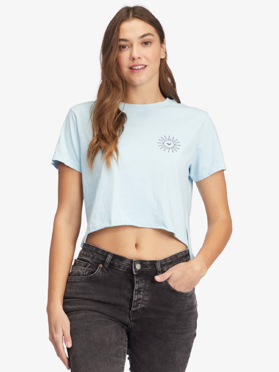 Roxy In The Stars Cropped Women\'s T-Shirt Blue | SG_LW6656