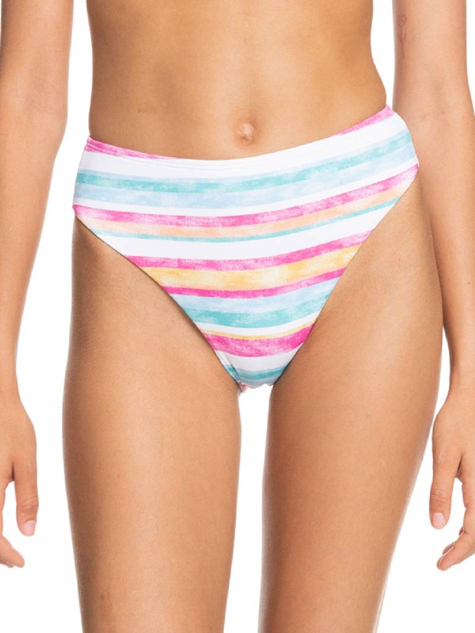 Roxy Island In The Sun Mid Waist Moderate Coverage Women\'s Bikini Bottoms White Orange | SG_LW3975