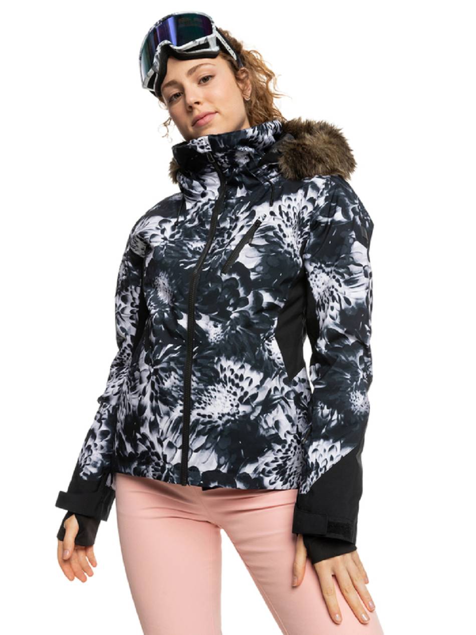 Roxy Jet Ski Premium Insulated Women\'s Snow Jackets black flower | SG_LW1460