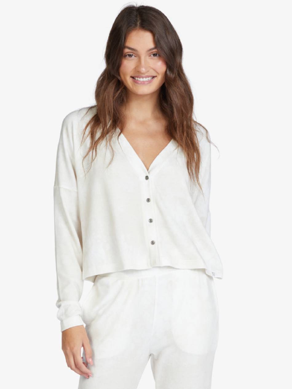 Roxy Lazy Night Cardigan Women\'s Jumpsuits White | SG_LW5884