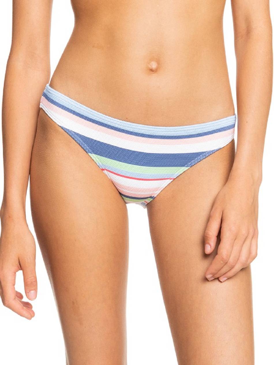 Roxy Line Up Mid-Rise Women\'s Bikini Bottoms White Stripes | SG_LW7436