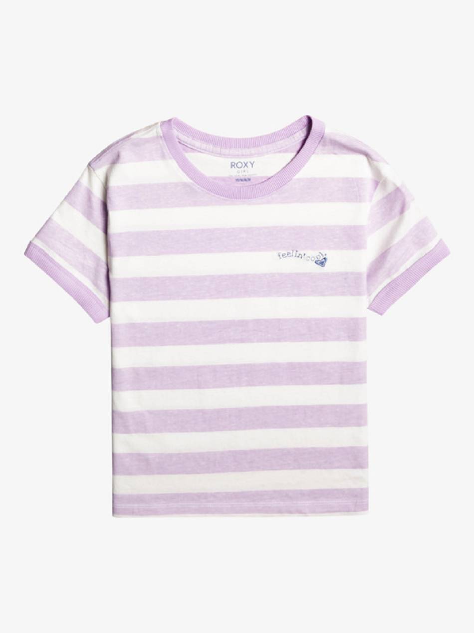 Roxy Love Is On The Way Lavender Ringer Kids\' T-Shirt purple stripes | SG_LW9284