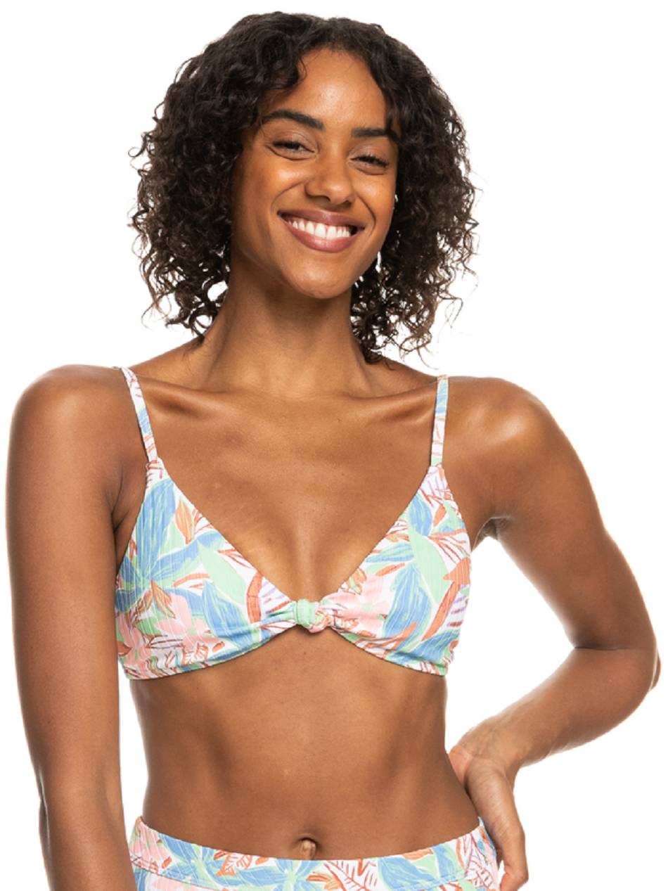 Roxy Love Rib The Surf Knot Triangle Women\'s Bikinis blue Flower | SG_LW9070