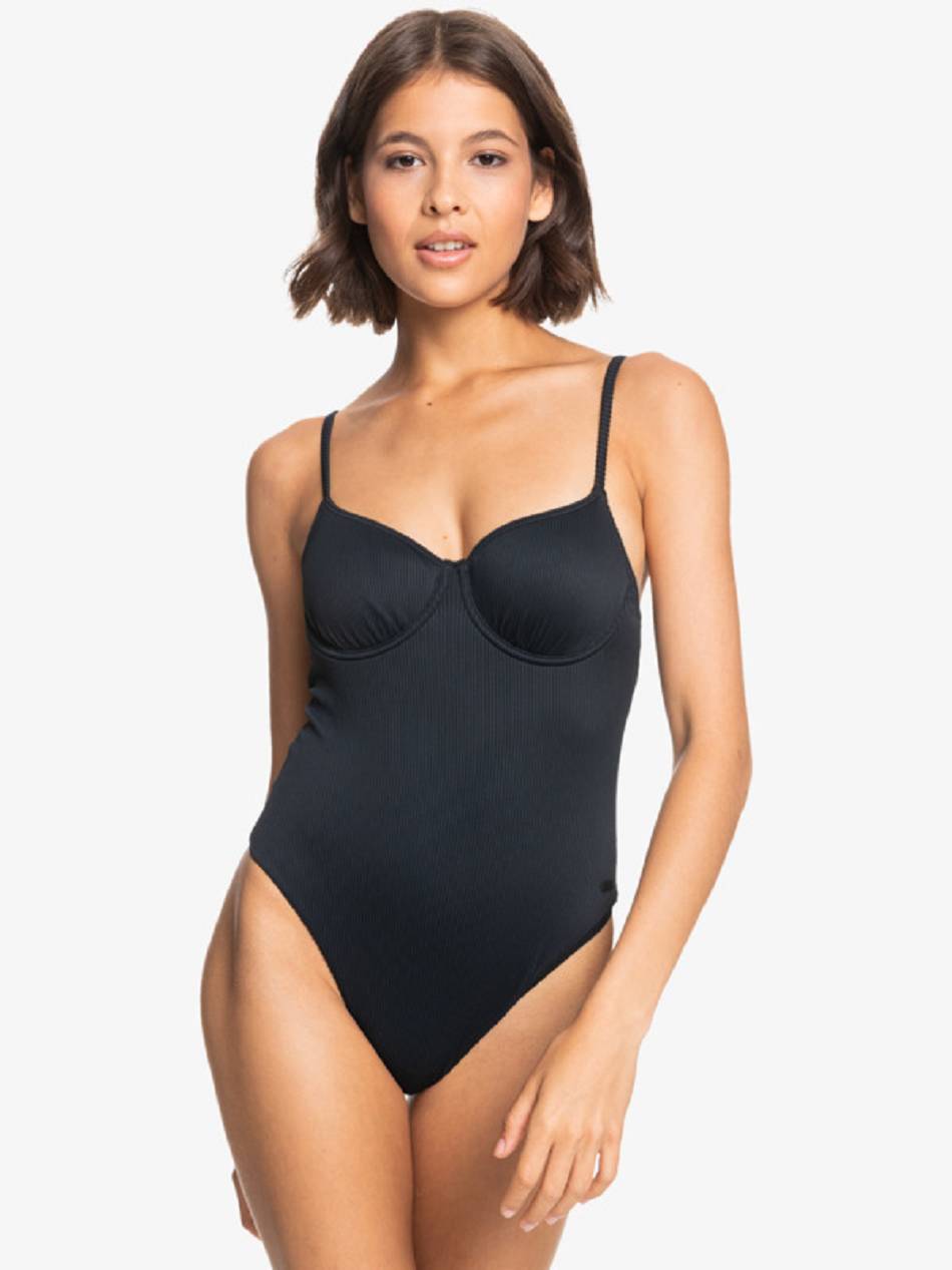 Roxy Love The Muse Ribbed Women\'s One Pieces Dark Grey | SG_LW5344