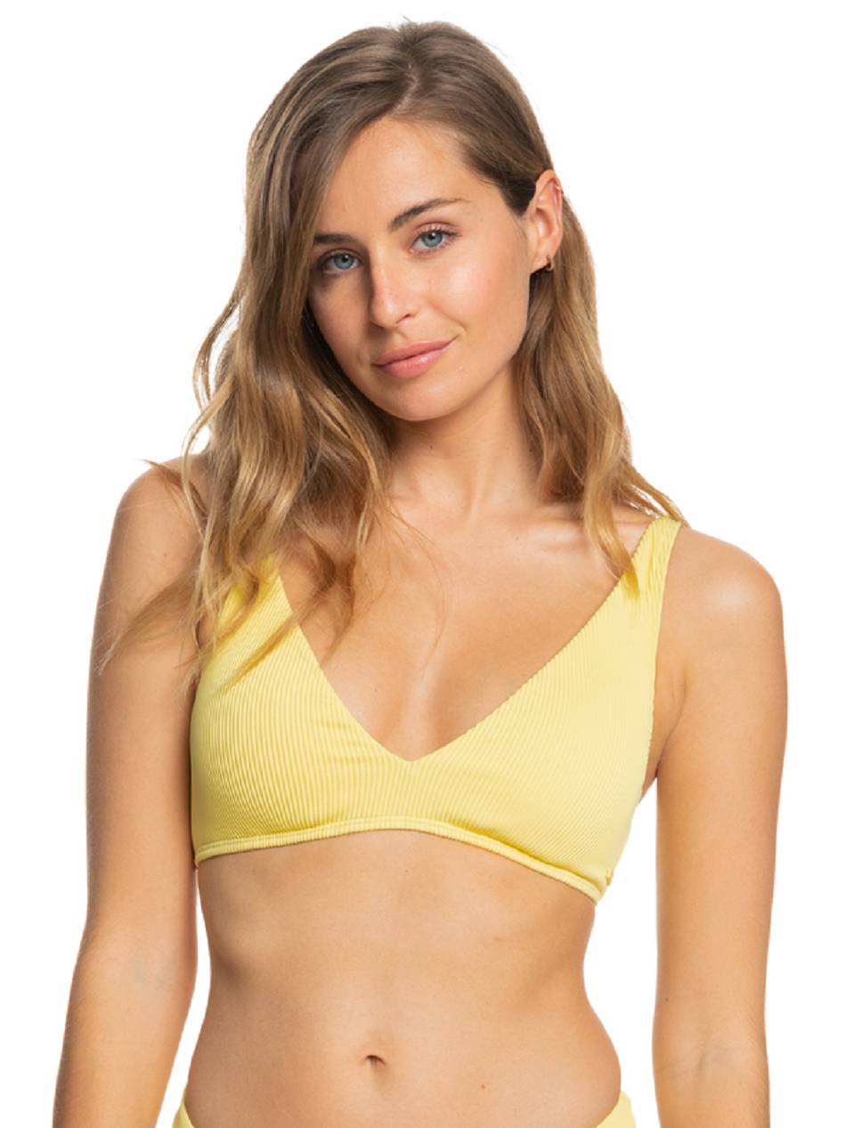 Roxy Love The Oceana Ribbed Triangle Women\'s Bikini Tops yellow | SG_LW5223