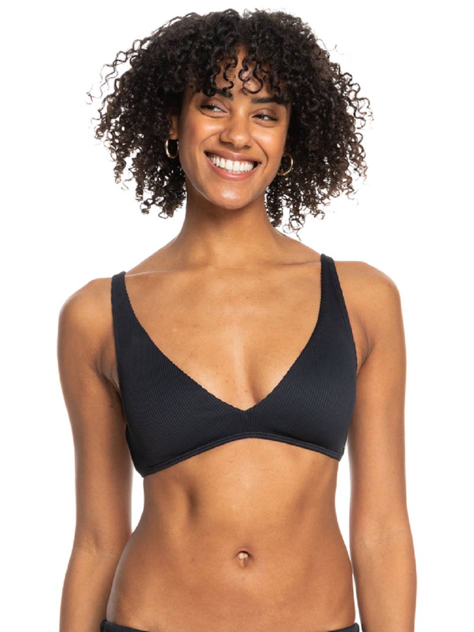 Roxy Love The Oceana Ribbed Triangle Women\'s Bikini Tops Dark Grey | SG_LW8512