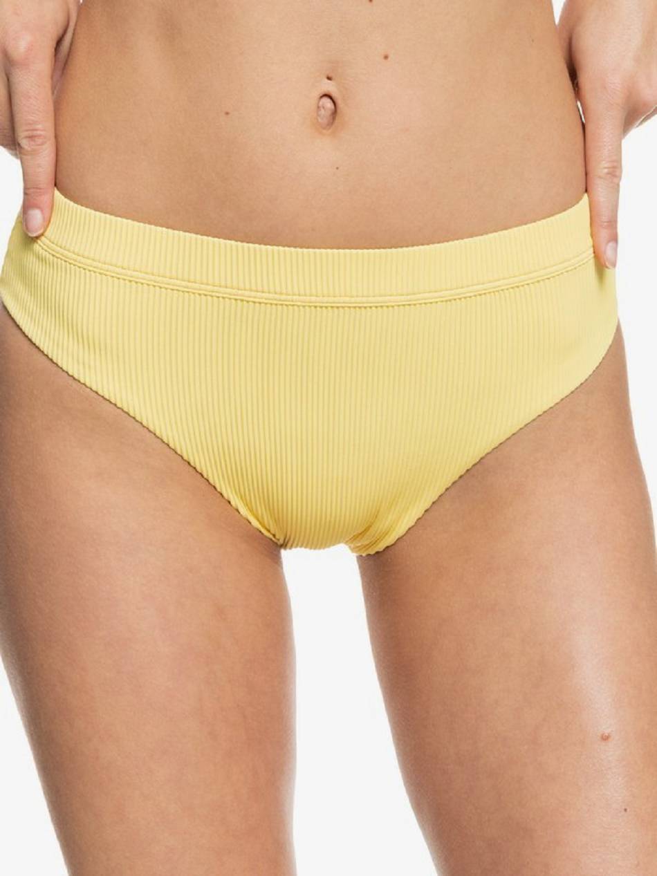 Roxy Love The Shorey Ribbed Women\'s Bikini Bottoms yellow | SG_LW5731