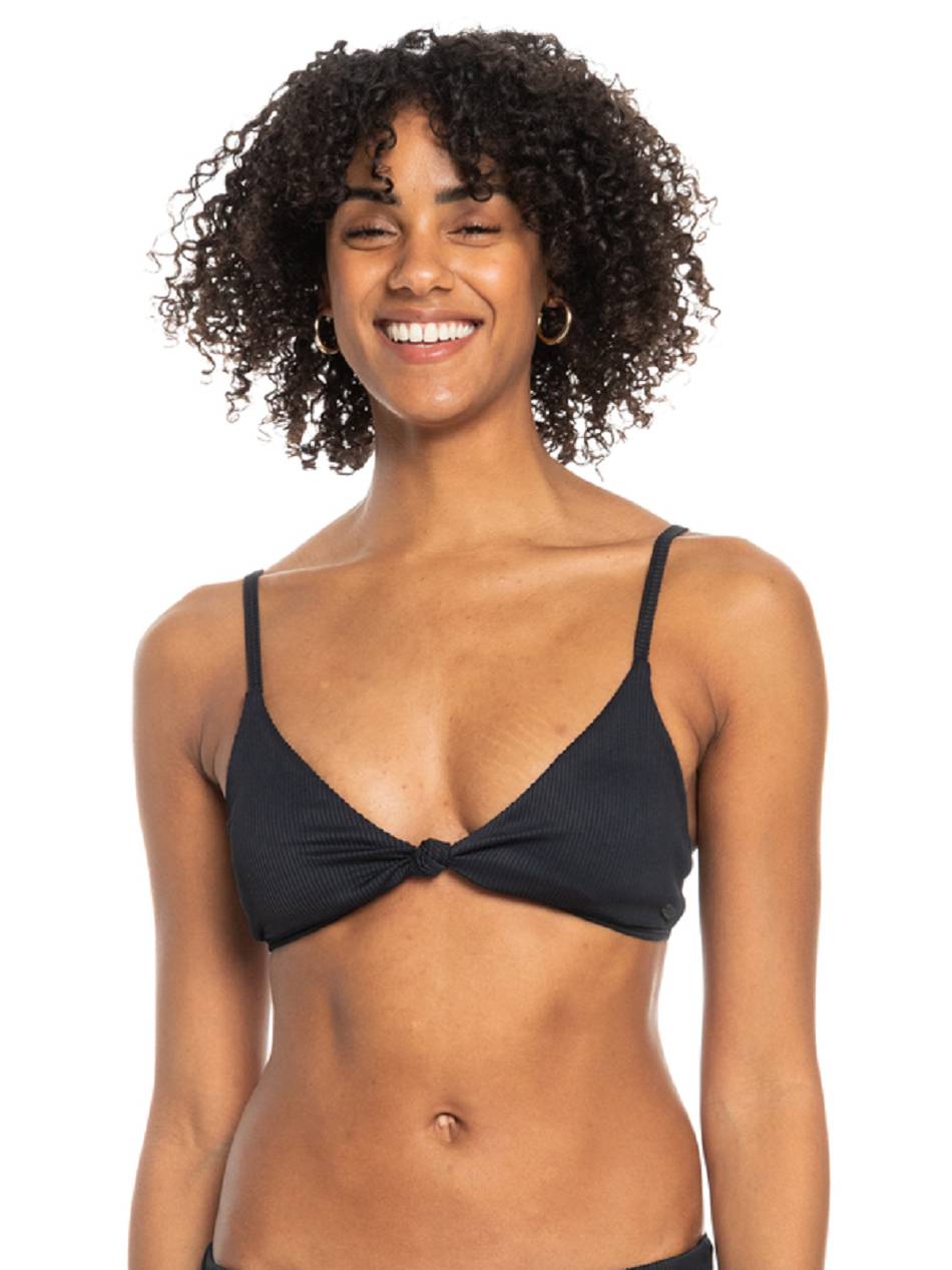 Roxy Love The Surf Knot Ribbed Triangle Women\'s Bikini Tops Dark Grey | SG_LW2934