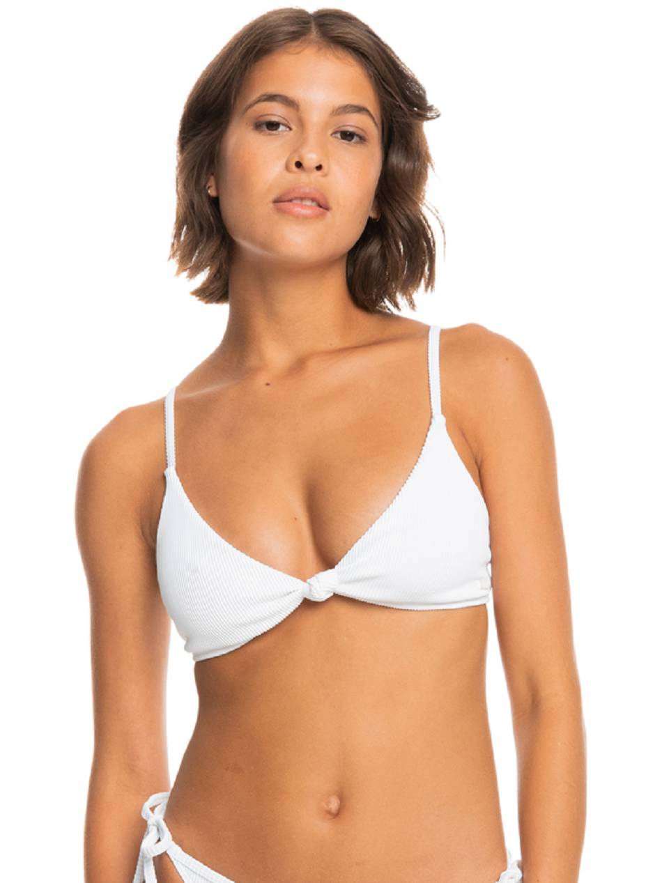 Roxy Love The Surf Knot Ribbed Triangle Women\'s Bikini Tops White | SG_LW4215