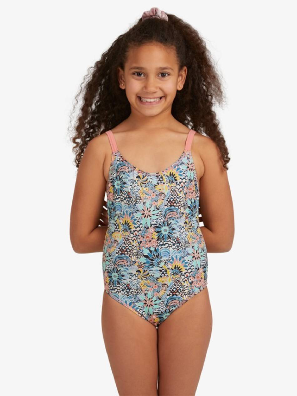 Roxy Marine Bloom Kids\' Swim blue Flower | SG_LW9061