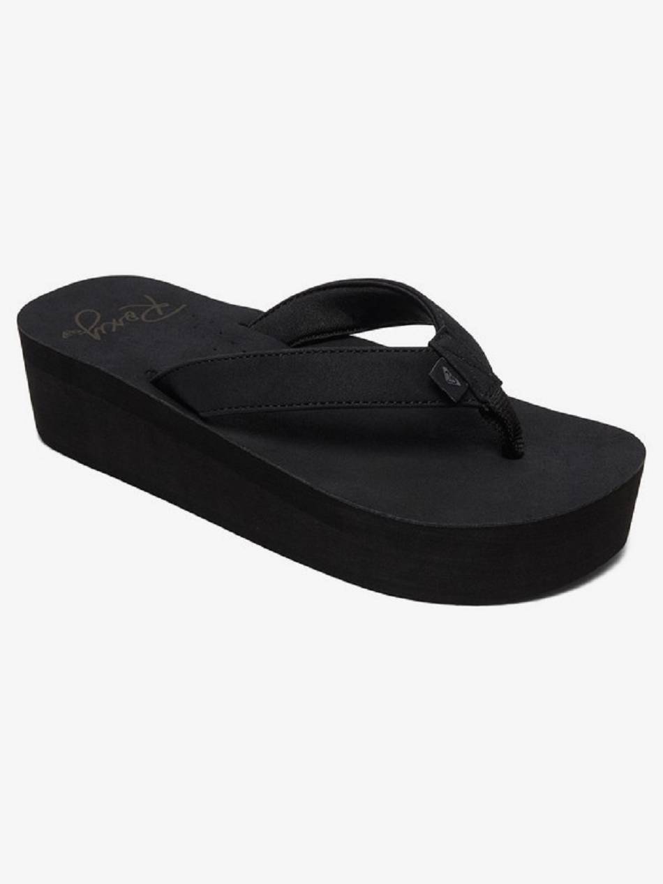 Roxy Melinda Platform Women\'s Flip Flops Black | SG_LW8784