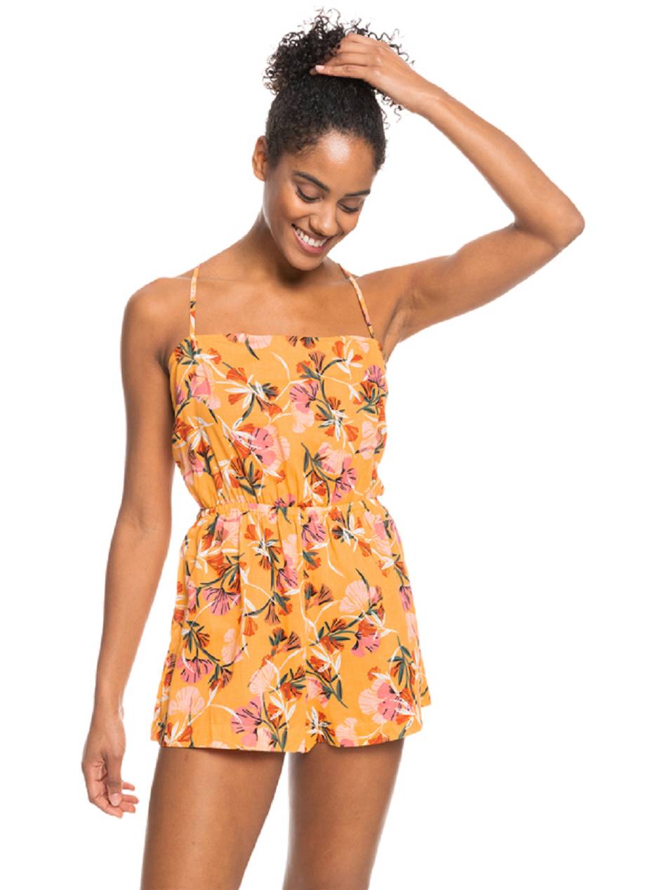 Roxy On Way Love Beach Romper Women\'s Cover Ups Yellow Flower | SG_LW2822