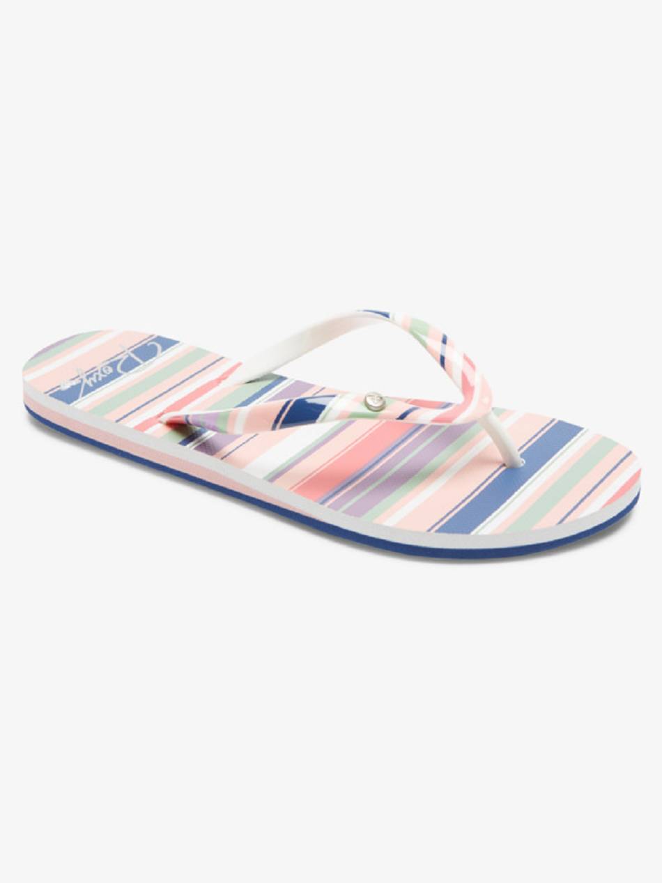 Roxy Portofino Women\'s Flip Flops White / Pink / Multicolor | SG_LW8340