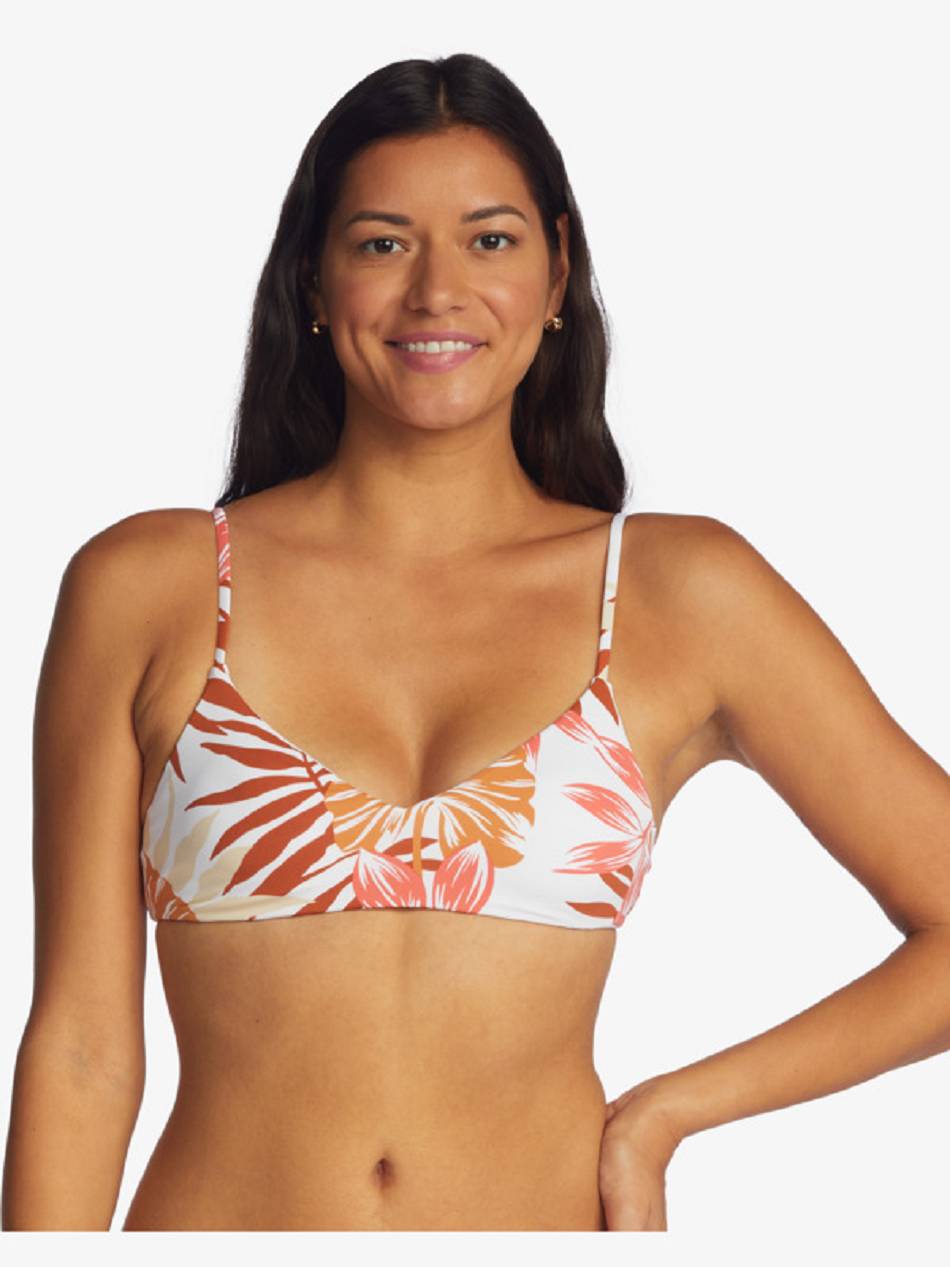 Roxy Printed Beach Classics Athletic Triangle Women\'s Bikinis white flower | SG_LW2169