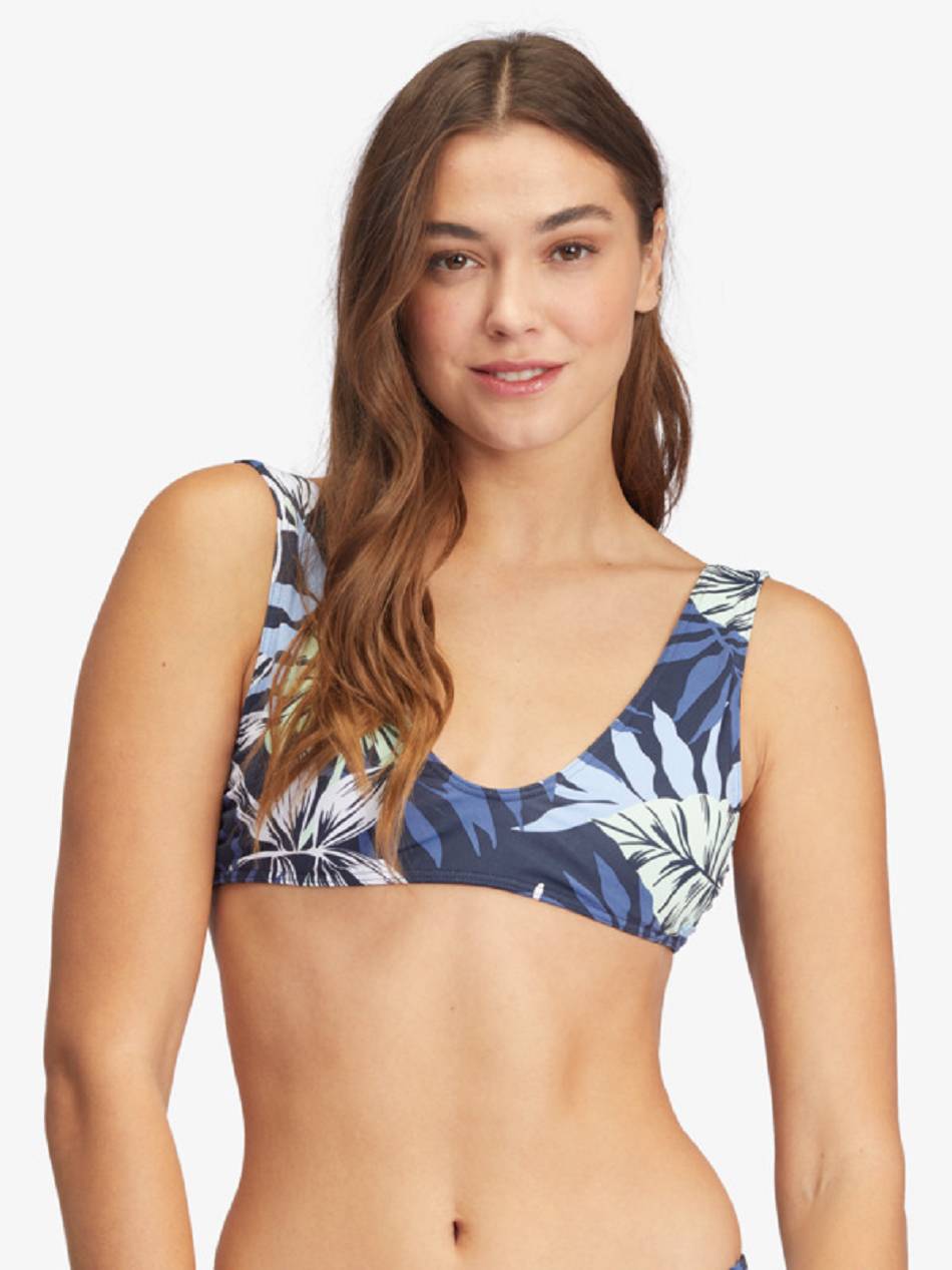 Roxy Printed Beach Classics Bralette Women\'s Bikini Tops Indigo | SG_LW7024