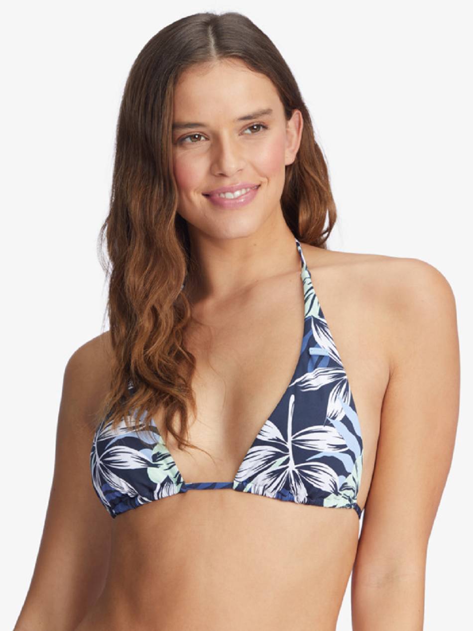 Roxy Printed Beach Classics Elongated Triangle Women\'s Bikini Tops Indigo | SG_LW3349