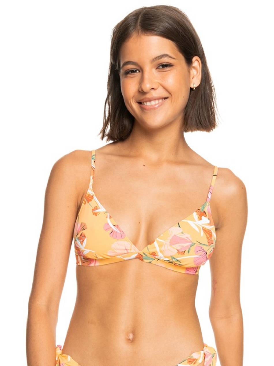 Roxy Printed Beach Classics Fixed Triangle Women\'s Bikini Tops Yellow Flower | SG_LW1896