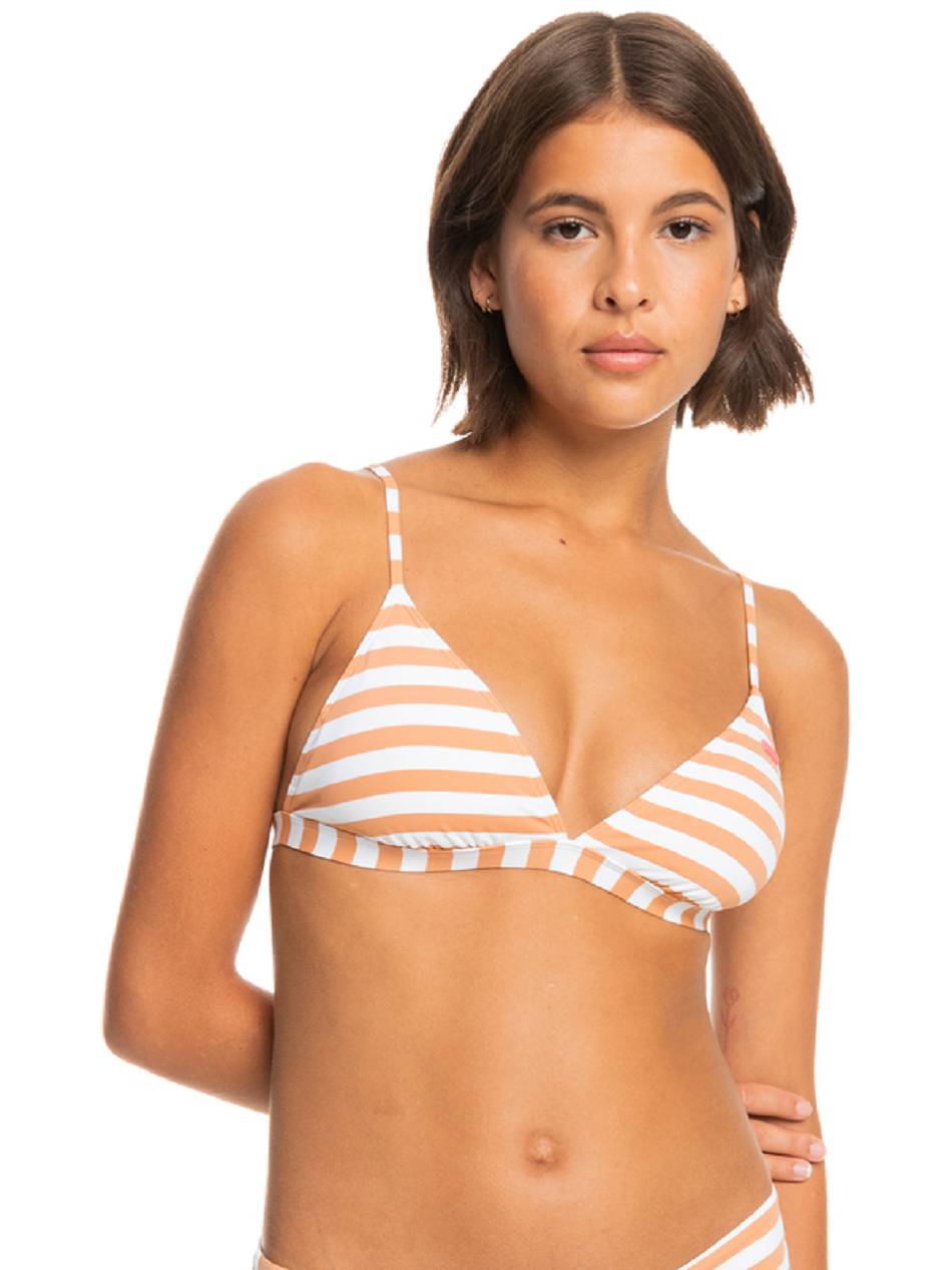 Roxy Printed Beach Classics Fixed Triangle Women\'s Bikini Tops Brown Stripes | SG_LW4200