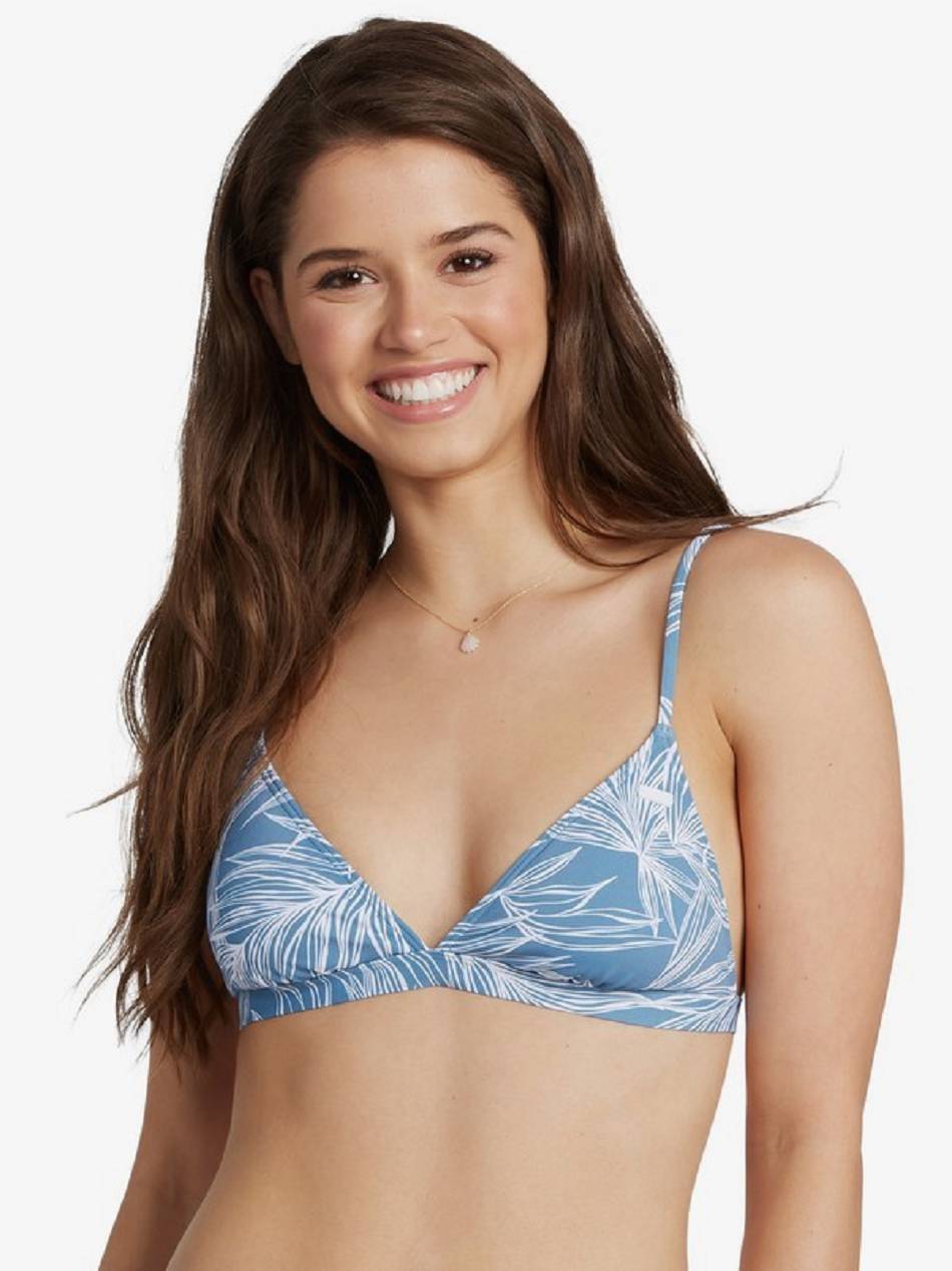 Roxy Printed Beach Classics Fixed Triangle Women\'s Bikini Tops Blue | SG_LW5877