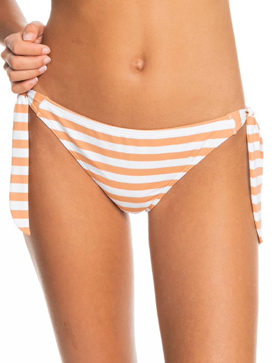 Roxy Printed Beach Classics Tie Side Cheeky Women\'s Bikini Bottoms Kahki Stripes | SG_LW3612